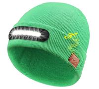 RANCOVY Bluetooth Beanie with Light, Musical Knitted Hat with Headphone and Built-in Speaker Mic, LED Beanie with Bluetooth for Men Women Green