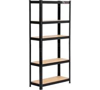 Rand 5 Shelf Hdf & Steel Shelving Unit Black 90X40X180Cm