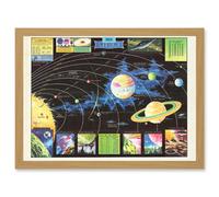 Rand McNally 1969 Modern Map Of Outer Space Chart Artwork Framed Wall Art Print A4 Artery8 Light Oak One Size