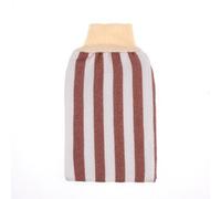 Randal 5 Pcs Exfoliating Bath Gloves Single Layer Double Sided Rough Texture Massage Body Scrubber Back Shower Wash Mitt - coffee white stripes
