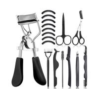 Randal Multi Functional Eye Makeup Tools Set Straight Eyelash Curler Steel Lash Comb Double End Folding Eyebrow Brush False Eyelash Tweezers Eyelash Grooming Kit