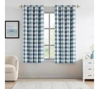 Randall Buffalo Check 90% Blackout Curtains for Bedroom/Living Room Plaid Gingham Checkered Farmhouse Drapes with Grommet Top, Energy Efficient Thermal Room Darkening 2 Panels, 52x63 Inch, Blue/White