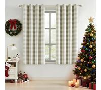 Randall Buffalo Checkered 90% Blackout Curtains for Bedroom Living Room Plaid Gingham Thermal Grommet Top Drapes,Farmhouse Country Style Energy Efficient Room Darkening 2 Panels 52x63 Inch,Beige/White