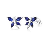 RANDES Dragonfly Stud Earrings for Women 925 Sterling Silver Trendy Dainty Cute Ruby Sapphire Emerald Gemstone Stud Earrings Birthstone Anniversary Jewelry, Silver, Created Sapphire