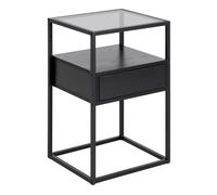 Indoor Furniture Group Furniture To Go Randolf Bedside Table In Black With Smoked Glass, Black