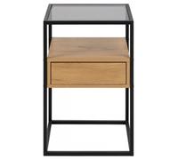 Randolf Oak and Black 1 Drawer Bedside Table