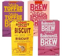Random 5 Mixed Tea Selection Box 112g - Caramelised Biscuit, Sticky Toffee Pudding, Victoria Sponge Cake & Cherry Bakewell Inspired Tea - 40 Tea Bags, Sweet Aromatic Brew Variety Pack - yksh