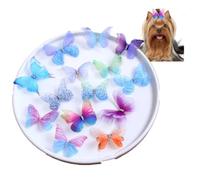 Random 50pcs small dogs hair accessories bow bulk, 4cm multicolored double-layer gauze butterfly with metal clip for cats pets dogs puppy Maltese Dog Yorkie Teddy Dog