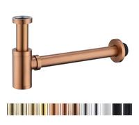 RANDOM Brass Contemporary Round Bottle P Trap 1-1/4,Bathroom Lavatory Adjustable Basin Sink Waste Drain P-Trap Kit Brushed Bronze Sink Trap.83888BB
