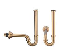 RANDOM Brass P Trap Bathroom Sink U-Shape 1-1/4 inch Sink Trap with Slip Joint Extension Tube,Adjustable Height Sink Waste Drain Bottle P-Trap Kit,Champagne Bronze Basin Sink Plumbing.RD83555CB-L