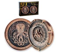 Random King Dice Set (2 pcs) 7-in-2 Metal Cthulhu Roulette Dice c with Gift Box for DND Golbin Collection Dungeons and Dragons and Tabletop Game - Red Copper