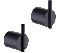 RANDOM Matte Black Towel Hooks 2 Pack 304 Stainless Steel Towel Rack Robe Hook for Bathroom Kitchen Hardware Accessories Wall Mounted Contemporary Style 96068-8MB.