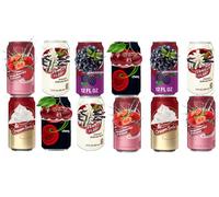 Random Mixed Premium Fizzy Soft Drink Cans 355ml - Cream Soda, Blackberry, Cherry, Vanilla, Strawberries & Cream - Dpr (Pack of 12, Random Mixed)