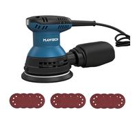 Random Orbital Sander, 6 Variable Speed 7500-15000 RPM, 125MM with 12Pcs Sandpapers & Dust Bag, Electric Palm Sander for Woodworking, Sanding & Polishing
