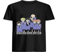 Random Ouran high School Host Club 97 Cotton Short Sleeve T Shirt for Men Black XXL