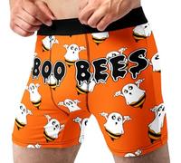 Random Stock Apparel Halloween Boxer Briefs for Men Spooky Fun Novelty Underwear, Boo Bees, L