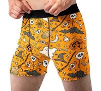 Random Stock Apparel Halloween Underwear for Men Slim Fit Hilarious Boxer Brief Horror Scary Fun Gift for Guys, Orange Halloween, S