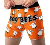 Random Stock Apparel Halloween Underwear for Men Slim Fit Hilarious Boxer Brief Horror Scary Fun Gift for Guys, Boo Bees, M