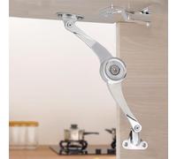 Random Stop Hinges, Adjustable Zinc Alloy Lift Up Flap Stay for Kitchen Cabinet Doors, Silver Support Hardware with Screws