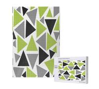 Random Triangles Lime Green Gray Black On White,1000 Pieces Adults Puzzle Game Challenging Puzzles,Jigsaw Puzzles