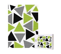 Random Triangles Lime Green Gray Black On White,300 Pieces Wooden Jigsaw Family Game Jigsaw Puzzles for Adults Teens