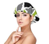 Random Triangles Lime Green Gray Black On White,Adult's Satin Sleeping Cap - Women's Elastic Sleep Bonnet, Adjustable Overnight Hair Cover