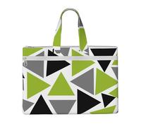 Random Triangles Lime Green Gray Black On White,Canvas Document Bag Zipper File Tote Bag Handbag Briefcase for School Office