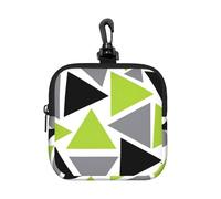 Random Triangles Lime Green Gray Black On White, Coin Purse Square Zipper Storage Bag, Change Pouch with Lobster Buckle Clasp Buckle, Change Purse