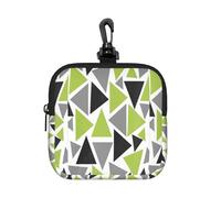 Random Triangles Lime Green Gray Black On White, Coin Purse Square Zipper Storage Bag, Change Pouch with Lobster Buckle Clasp Buckle, Change Purse