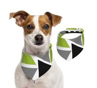 Random Triangles Lime Green Gray Black On White,Dog Bandanas Cotton Pet Scarf Adjustable Bibs for Pet,L