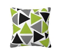 Random Triangles Lime Green Gray Black On White,Double Sided Printing, Hidden Zip Pillowcase, Pillow Cover Decorative Throw Pillowcase Soft Polyester Cushion Covers 50x50cm