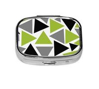 Random Triangles Lime Green Gray Black On White,Meta Pill Box 2 Compartment Medicine Case,Portable Organizer,Rectangle Meta Portable Organizer Pill Box 2456 Compartment Medicine Case