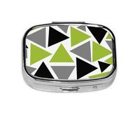 Random Triangles Lime Green Gray Black On White,Meta Pill Box 2 Compartment Medicine Case,Portable Organizer