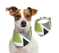 Random Triangles Lime Green Gray Black On White,Pet Bib Scarf Cats Dog Bandana Dogs Towel Bib Adjustable Pet Scarf,S