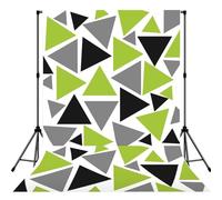 Random Triangles Lime Green Gray Black On White, Photography Backdrop Photo Props 5x7FT Photo Background for Party Home Decoration