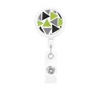 Random Triangles Lime Green Gray Black On White, Retractable Badge Holder,Badge Reels Holder with ID Clip Alligator Clip