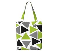 Random Triangles Lime Green Gray Black On White,Reusable Grocery Bags Shopping Tote Bags Large Capacity Canvas Shoulder bag