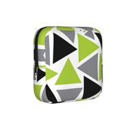 Random Triangles Lime Green Gray Black On White, Sanitary Pad Storage Bag, Pad Holder Bag with Zipper, Change Purse