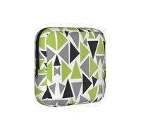 Random Triangles Lime Green Gray Black On White, Sanitary Pad Storage Bag, Pad Holder Bag with Zipper, Change Purse