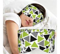 Random Triangles Lime Green Gray Black On White, Sleep Mask for Home Travel, Full Eye Covers Light Blocking Eye Mask Sleep Eye and Ear Muffs