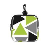 Random Triangles Lime Green Gray Black On White, Square Zipper Storage Bag, Neoprene Coin Purse, Small Wallets, Change Pouch, Change Purse