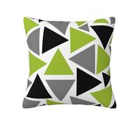 Random Triangles Lime Green Gray Black On White, Throw Pillow Cover Decorative Imitation Linen Pillowcase Soft Cushion Covers 20"x20"