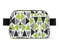 Random Triangles Lime Green Gray Black On White, Travel Bum Bag Square Waist Bag Casual Chest Bag Fanny Pack for Men Women