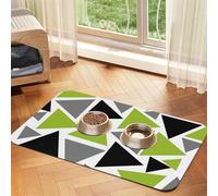 Random Triangles Lime Green Gray Black On White,Waterproof Pet Feeding Mat,PU Leather Placemats for Cat Dog Water Bowl,Food Mats,30x45cm