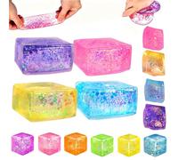 Randomly select 1PCS Color, Glitter Cube Squishy Toys, Ice Cube Fidget Toys, Soft Moldable Cute Slow Rise Relaxing Sensory Fidget Anxiety Relief Sugar Squishy Sensory Toys (1pcs-Square)