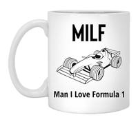 RandyShops Milf (Man I Love Formula 1) - White 11Oz Ceramic Mug - Humorous Gift - Formula 1 Gift 11oz