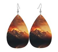 Range Blaze Print Teardrop Earrings For Women Leather Dangle Earrings Jewelry For Birthday Party Valentine