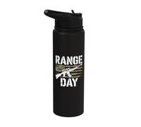Range Day Tactical Rifle American Flag Shooter Stainless Steel Insulated Water Bottle