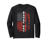 Range Day Vertical USA Flag Rifle - 2A Patriot Gun Pride USA Long Sleeve T-Shirt