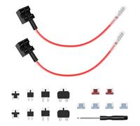 Range Tour Fuse Tap Power Cable Set,12-24V Car Fuse Holder (with wire) 2 pieces + 6 Fuses (2A 4pc and 7.5A 2pc) with 4 Types of 8 Adapters, Covering Most Models